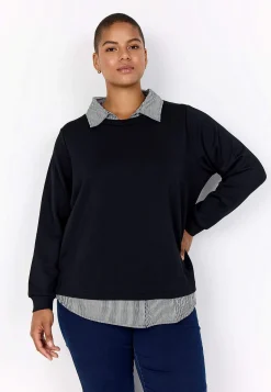 Supermjuk trikåtopp med fastsydd skjortkrage Tröjor & Cardigans|Toppar & T-Shirts