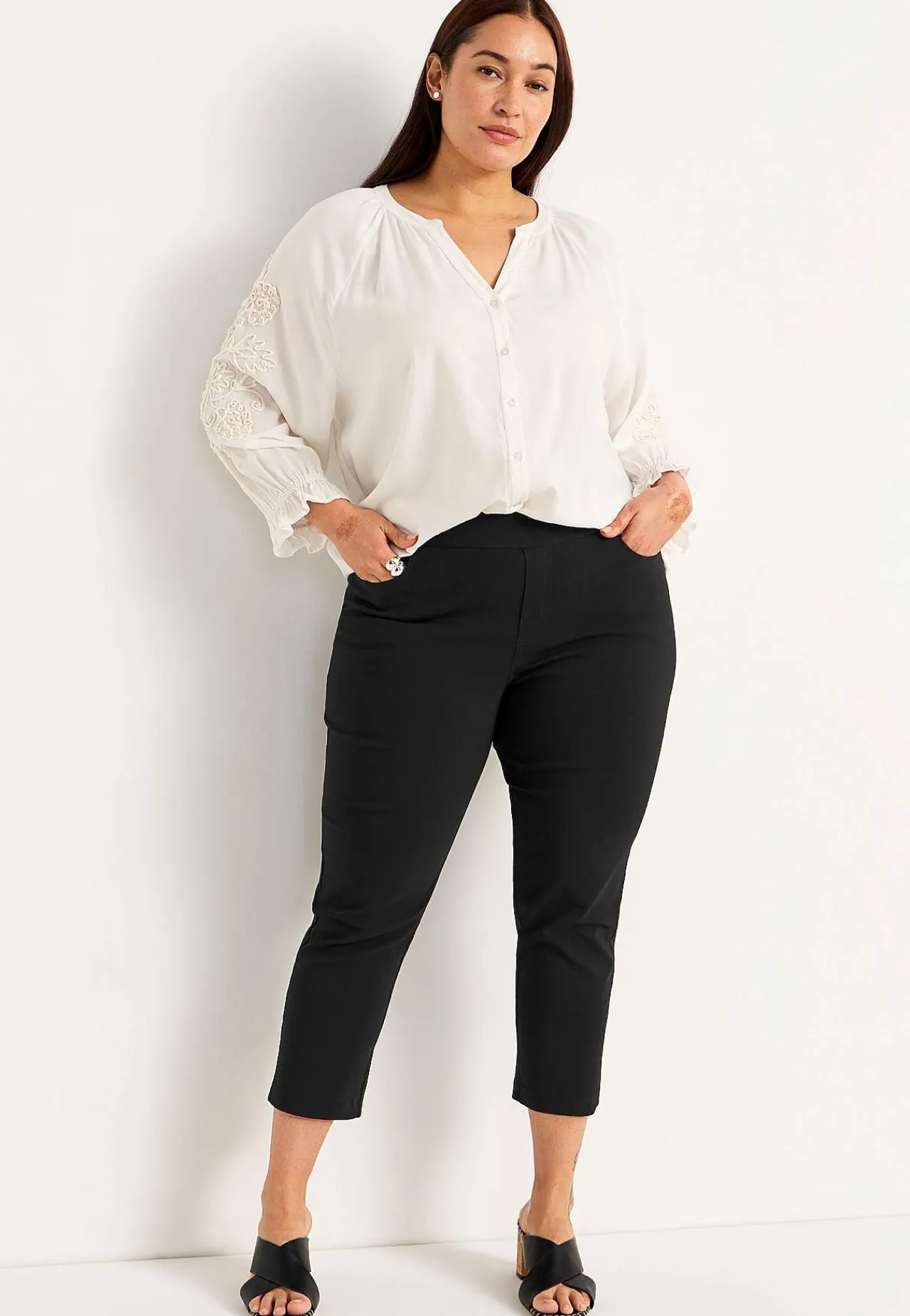 Best Superskön capribyxa Byxor|Plus Size