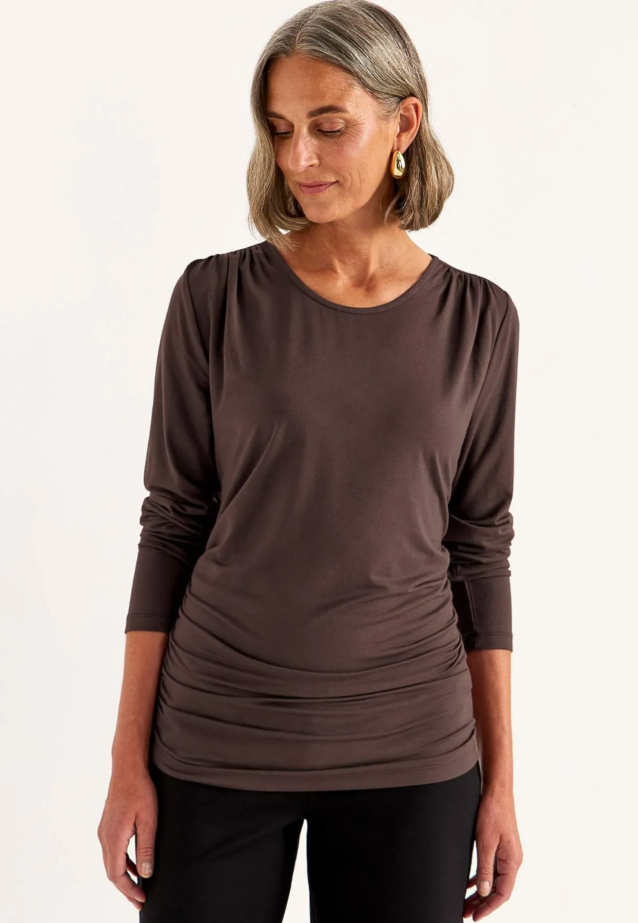 Topp Premium i modal med rynkdetaljer Tröjor & Cardigans|Toppar & T-Shirts