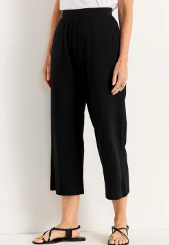 Trikåbyxa i mjuk bomulls- och modalblandning Byxor|Plus Size