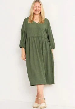 Outlet Trikåklänning med strukturmönster Klänningar & Kjolar|Plus Size