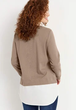 Outlet Trikåtopp med fastsydd skjortkrage Tröjor & Cardigans|Toppar & T-Shirts