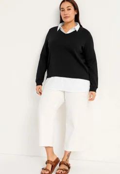 Outlet Trikåtopp med fastsydd skjortkrage Tröjor & Cardigans|Toppar & T-Shirts