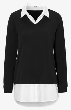 Outlet Trikåtopp med fastsydd skjortkrage Tröjor & Cardigans|Toppar & T-Shirts