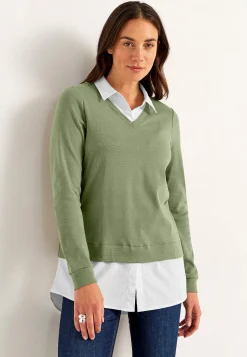 New Trikåtopp med fastsydd skjortkrage Tröjor & Cardigans|Toppar & T-Shirts