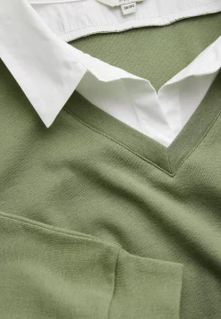 New Trikåtopp med fastsydd skjortkrage Tröjor & Cardigans|Toppar & T-Shirts