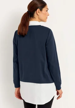 Trikåtopp med fastsydd skjortkrage Tröjor & Cardigans|Toppar & T-Shirts