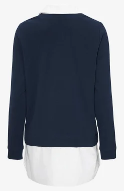 Trikåtopp med fastsydd skjortkrage Tröjor & Cardigans|Toppar & T-Shirts