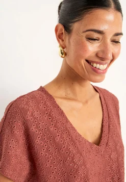 Outlet Trikåtopp med hålbroderi Toppar & T-Shirts|Plus Size