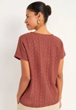 Outlet Trikåtopp med hålbroderi Toppar & T-Shirts|Plus Size