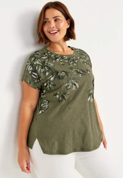 New Trikåtopp med korta ärmar Toppar & T-Shirts|Plus Size