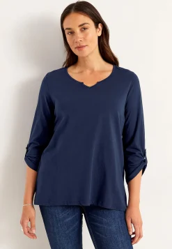 New Trikåtopp med 3/4-långa ärmar Toppar & T-Shirts|Plus Size