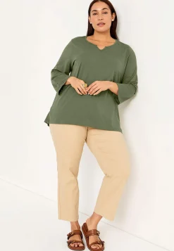 Discount Trikåtopp med 3/4-långa ärmar Toppar & T-Shirts|Plus Size