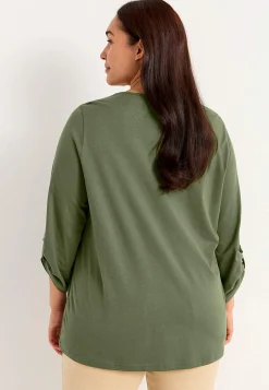 Discount Trikåtopp med 3/4-långa ärmar Toppar & T-Shirts|Plus Size