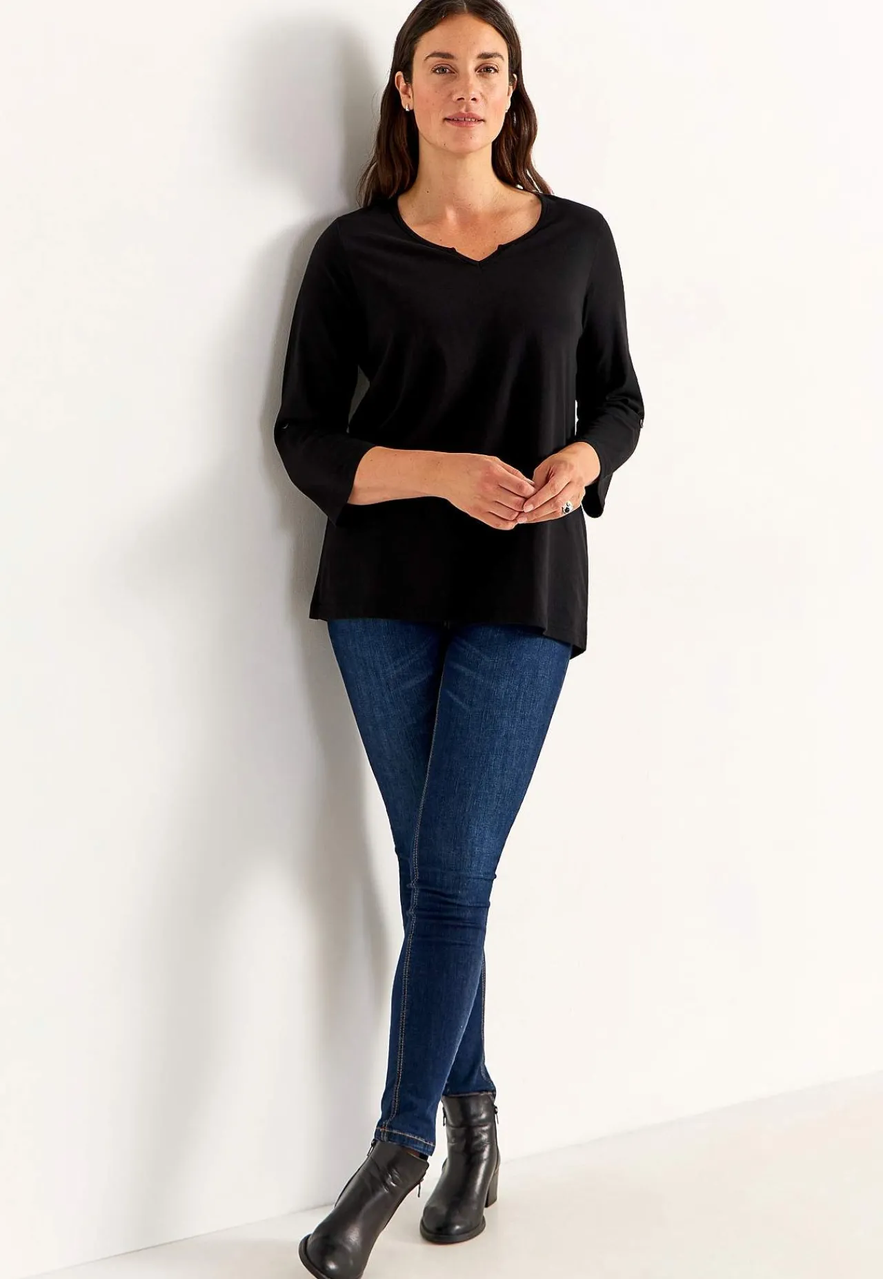 Clearance Trikåtopp med 3/4-långa ärmar Toppar & T-Shirts|Plus Size