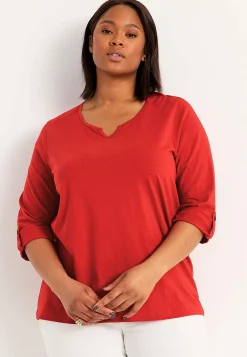 Clearance Trikåtopp med 3/4-långa ärmar Toppar & T-Shirts|Plus Size
