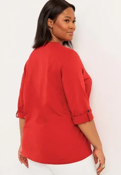 Clearance Trikåtopp med 3/4-långa ärmar Toppar & T-Shirts|Plus Size