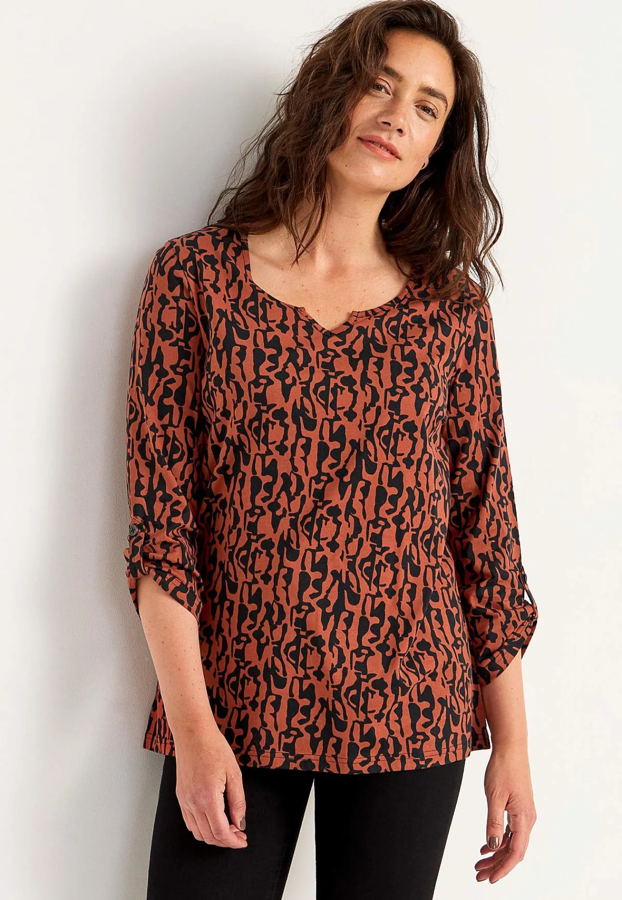 Best Trikåtopp med 3/4-långa ärmar Toppar & T-Shirts|Plus Size