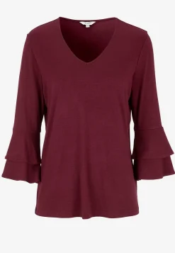 Trikåtopp med volangärmar Toppar & T-Shirts|Plus Size