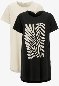 Online Trikåtunika i ekologisk bomull 2-pack Toppar & T-Shirts|Tunikor