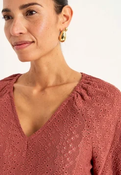 Online Trikåtunika med hålbroderi Toppar & T-Shirts|Tunikor