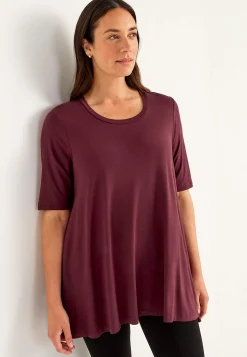 New Trikåtunika med korta ärmar Tunikor|Plus Size