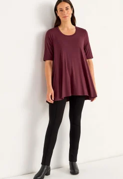 New Trikåtunika med korta ärmar Tunikor|Plus Size