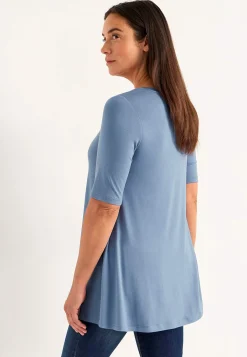 New Trikåtunika med korta ärmar Tunikor|Plus Size