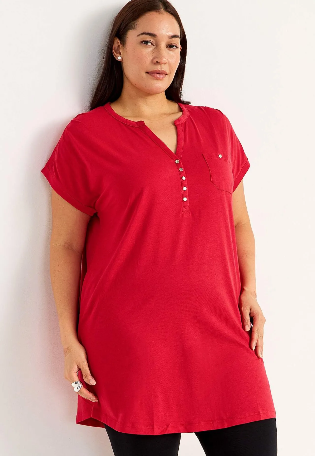 Sale Trikåtunika med metallknappar Tunikor|Plus Size