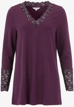 Discount Trikåtunika med spetsdetaljer Tröjor & Cardigans|Tunikor