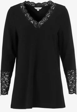 Discount Trikåtunika med spetsdetaljer Tröjor & Cardigans|Tunikor
