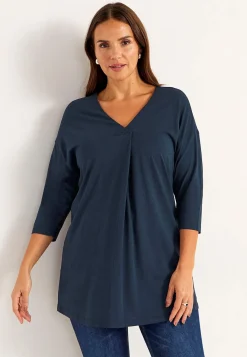 Trikåtunika med veckdetalj Tunikor|Plus Size