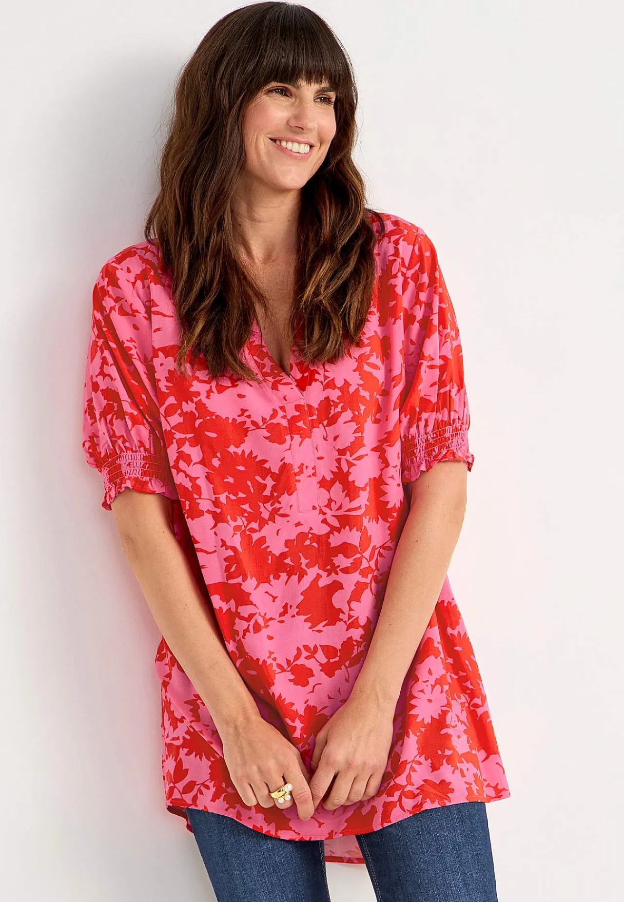 Outlet Tunika med smock vid ärmsluten Toppar & T-Shirts|Tunikor