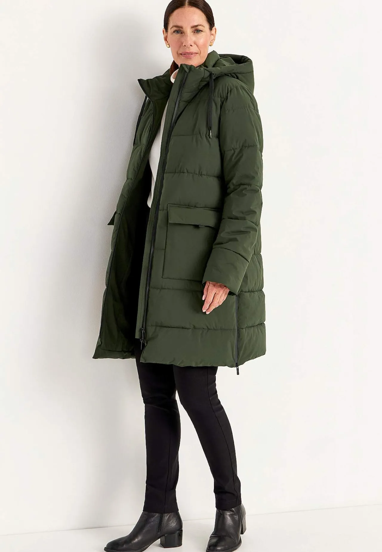 Varm jacka med sidodragkedjor nertill Jackor & Kappor|Plus Size