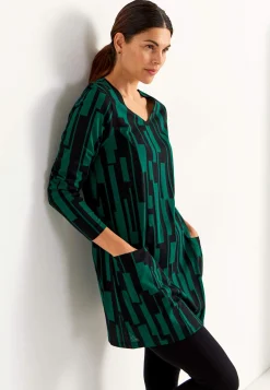 Hot V-ringad trikåtunika med fickor Tunikor|Plus Size