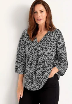 Hot V-ringad, vävd blus Skjortor & Blusar|Plus Size