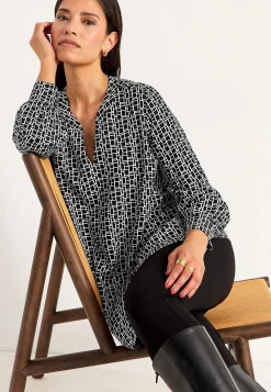 Outlet V-ringad, vävd tunika Tunikor|Plus Size