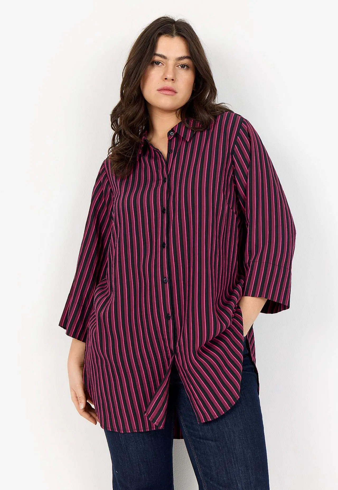 Vävd, randig skjorta Skjortor & Blusar|Plus Size