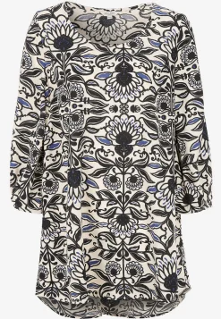 Outlet Vävd tunika med 3/4-ärmar Tunikor|Plus Size