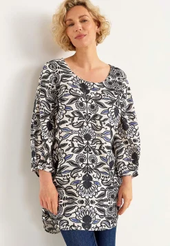 Outlet Vävd tunika med 3/4-ärmar Tunikor|Plus Size